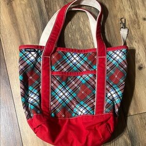 Lands' End Red Plaid Women's Tote Bag